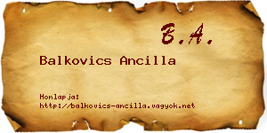 Balkovics Ancilla névjegykártya